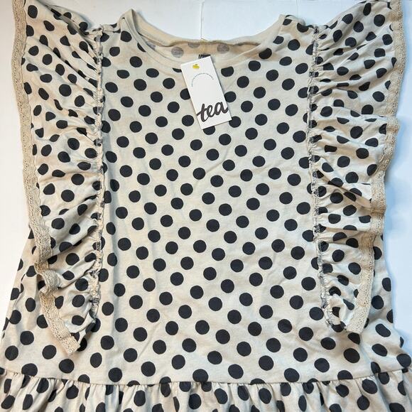 NWT Tea Collection Polka Dot Crochet Trim Ruffle Dress 10Y - Picture 2 of 5